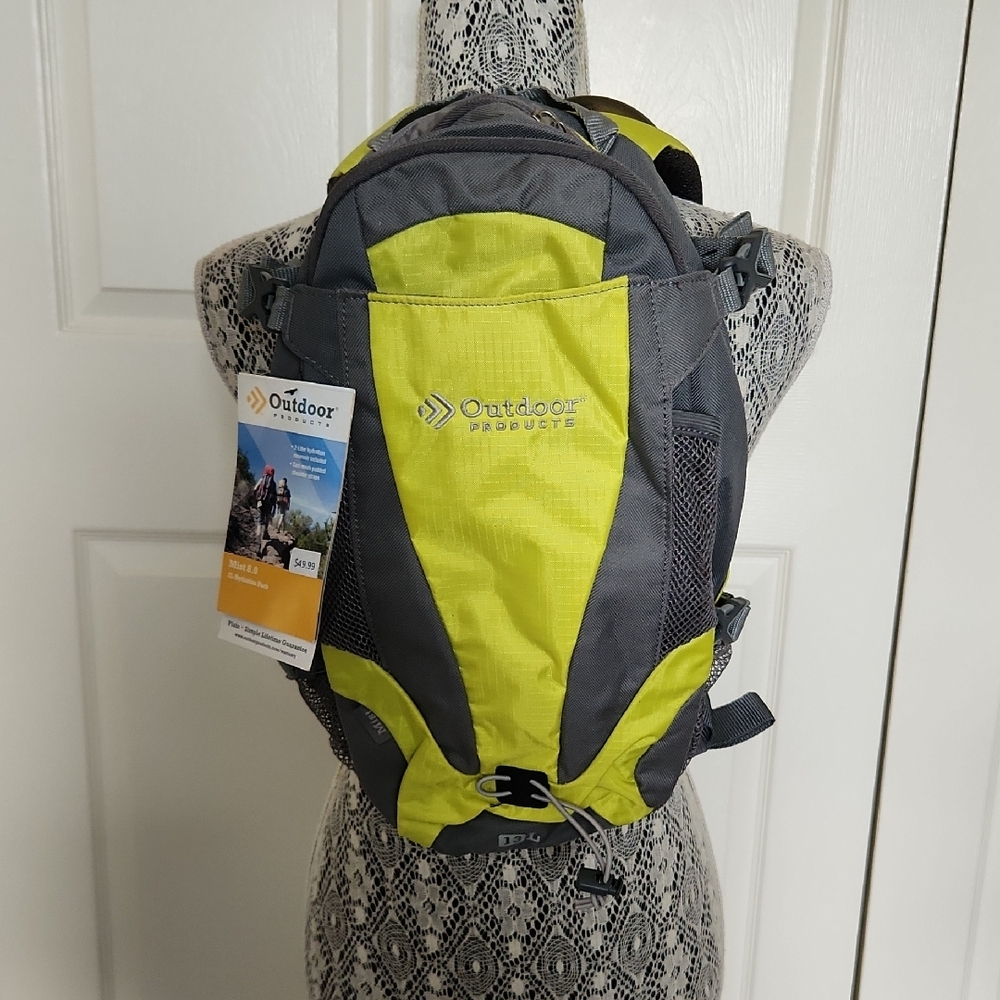 Outdoor Products Gray and Yellow Mist 8.0 2L Hydration Pack Backpack